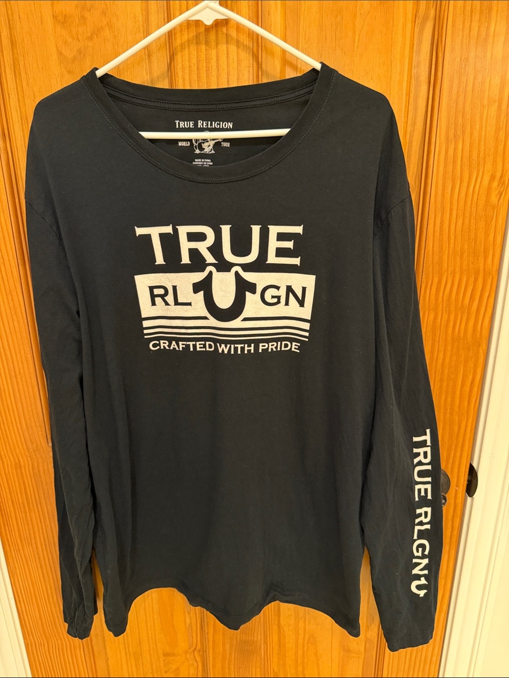 True Religion Black Long Sleeve Tee with White Logo XXXL/TTTG